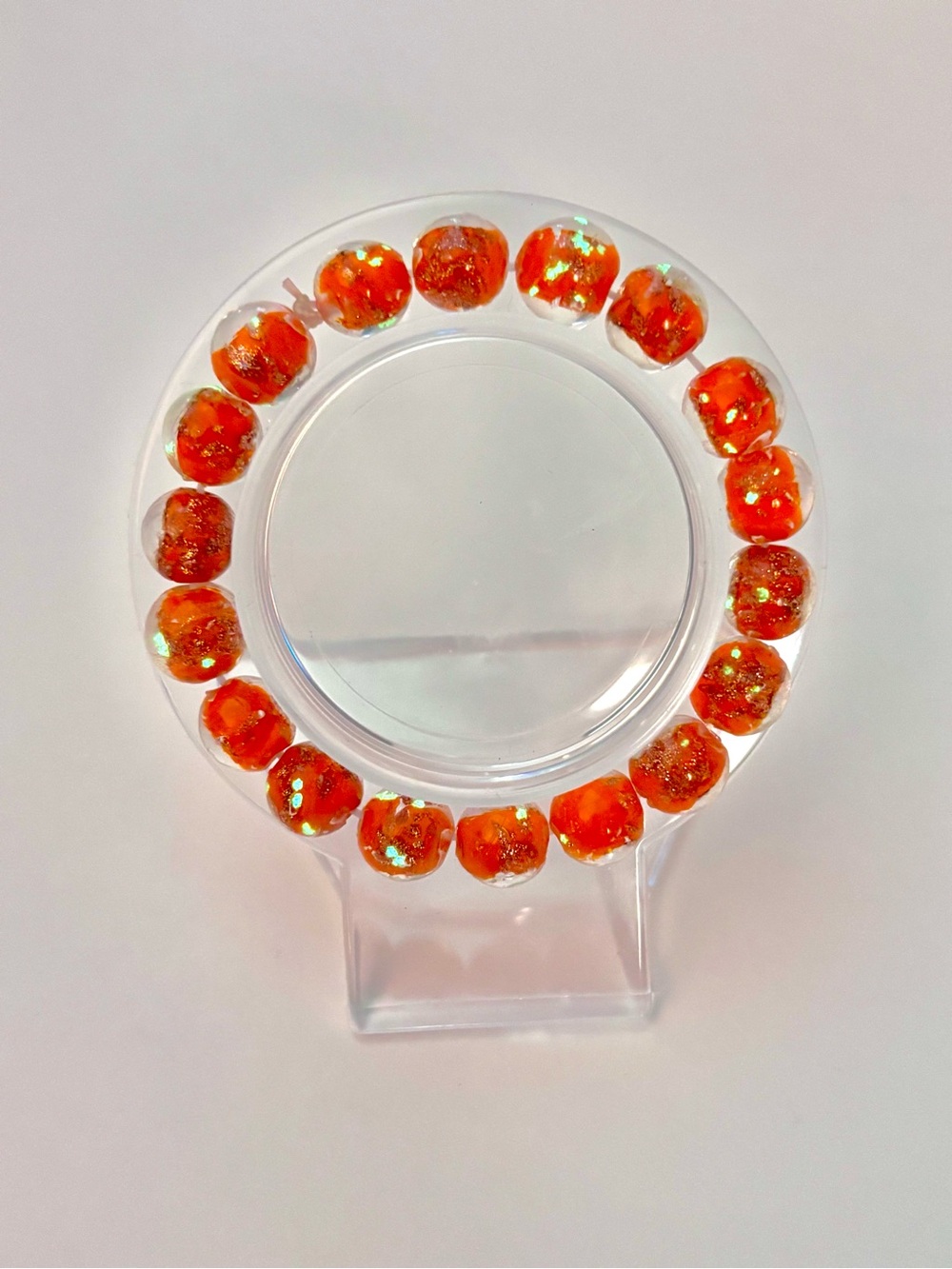 Orange Firefly Glass Beaded Bracelet